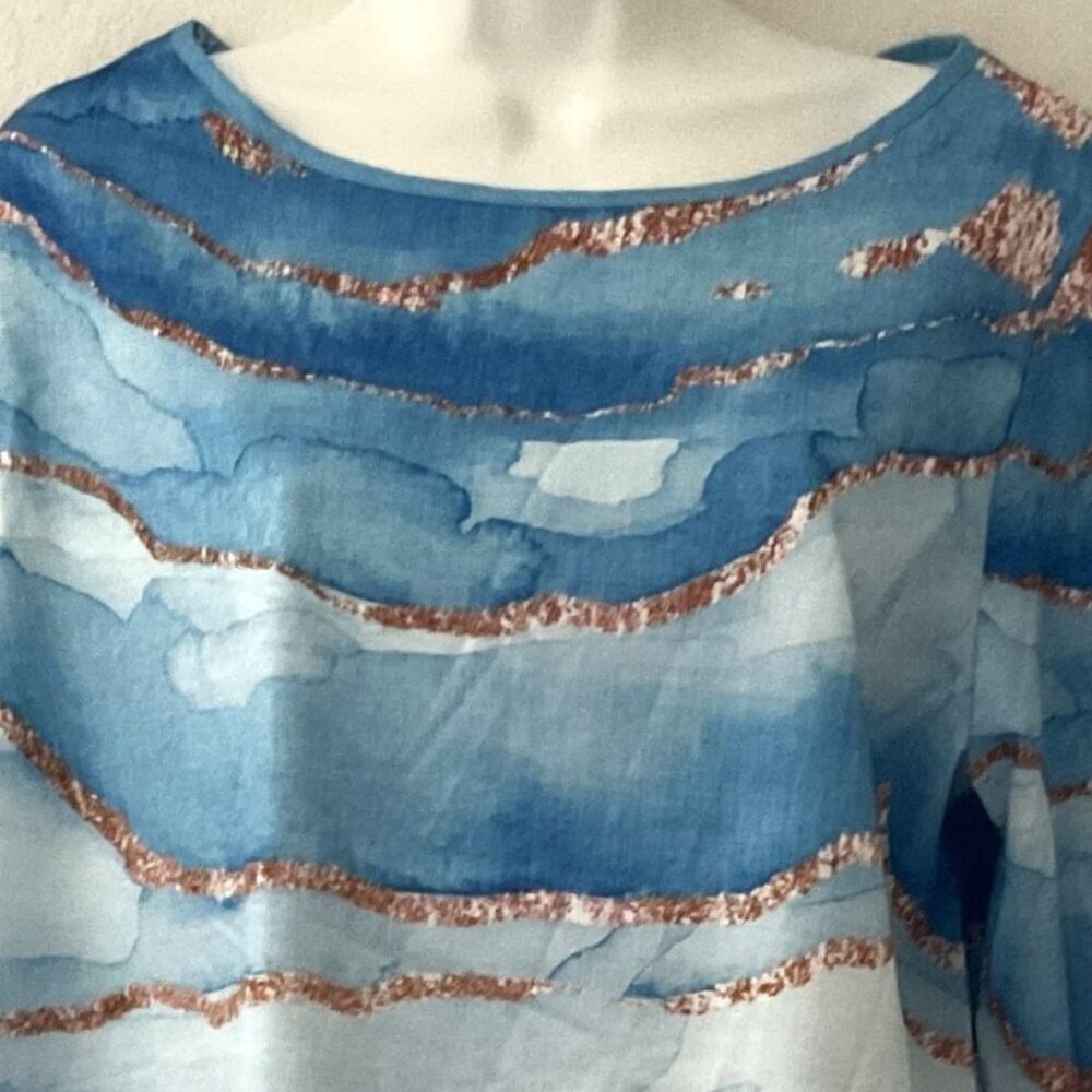 JUST FASHION NOW ASYMMETRICAL BLUE TOP - Picture 6 of 9